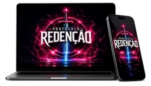 Protocolo Redenção — mockup notebook e celular
